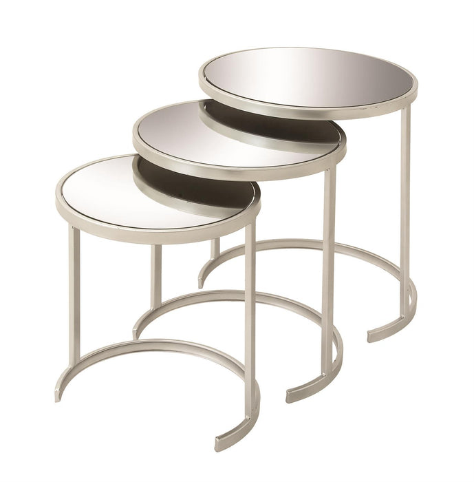 Silver and Glass Nesting Tables, Set of 3