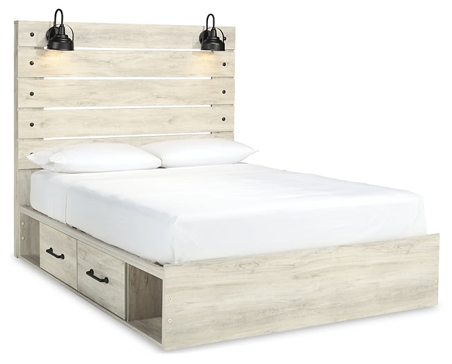 Cambeck  Panel Bed With 2 Storage Drawers With Mirrored Dresser And 2 Nightstands