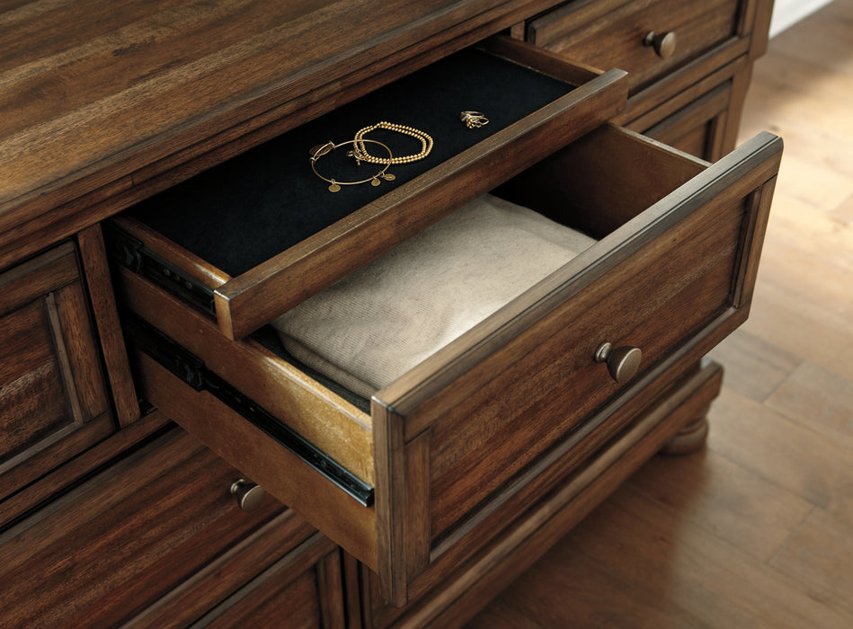 Flynnter  Panel Bed With Mirrored Dresser And Chest