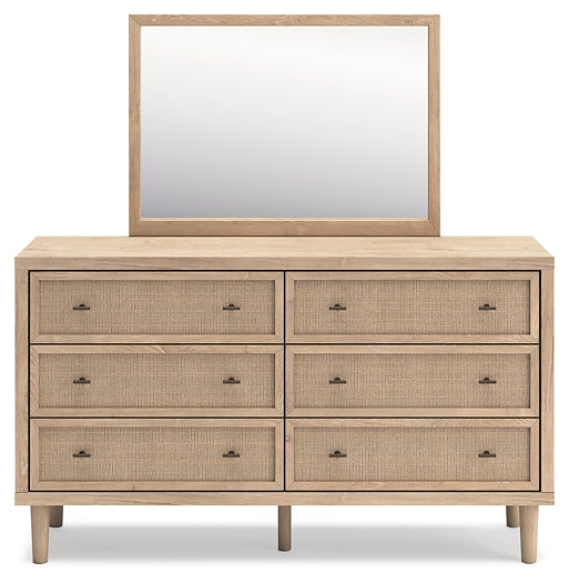 Cielden Queen Panel Bed with Mirrored Dresser