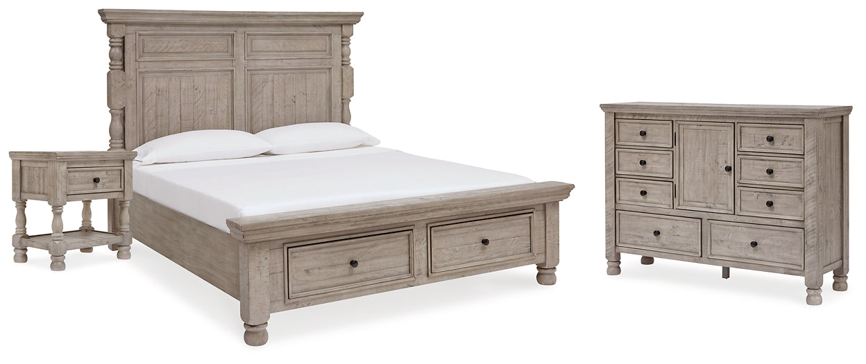 Harrastone California King Panel Bed with Dresser and Nightstand