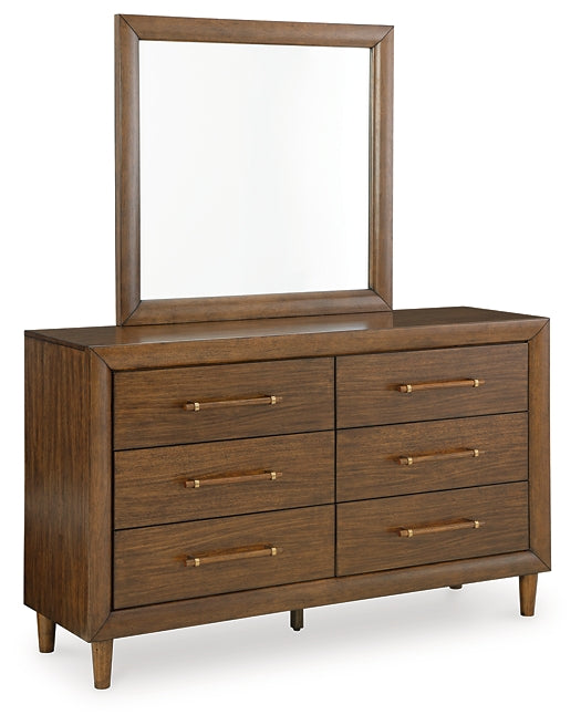 Lyncott California King Upholstered Bed with Mirrored Dresser, Chest and 2 Nightstands