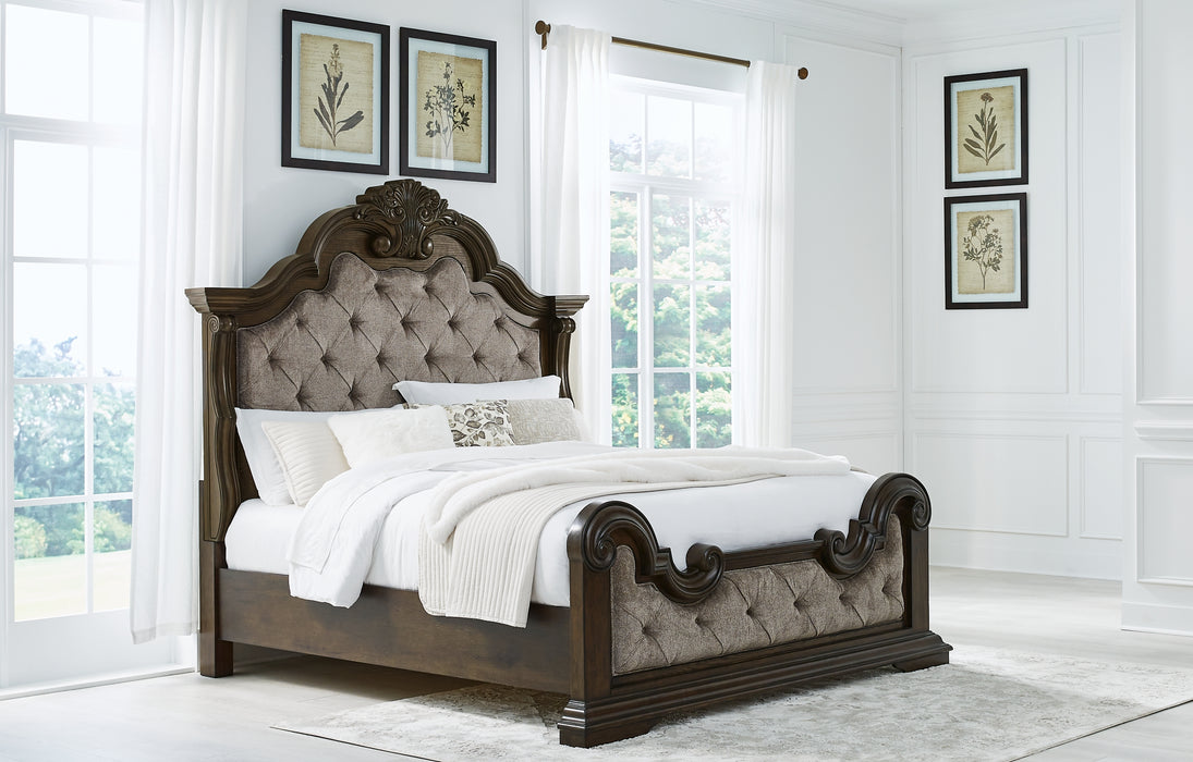 Maylee Queen Upholstered Bed with Dresser and Nightstand