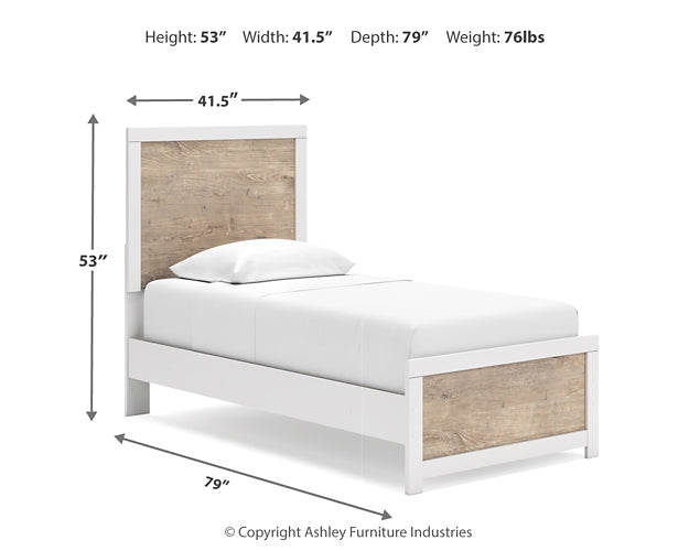 Charbitt Twin Panel Bed with Mirrored Dresser, Chest and Nightstand