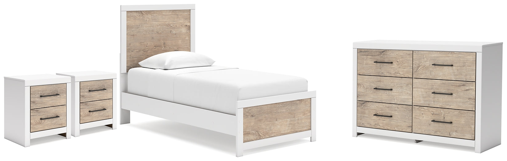 Charbitt Twin Panel Bed with Dresser and 2 Nightstands