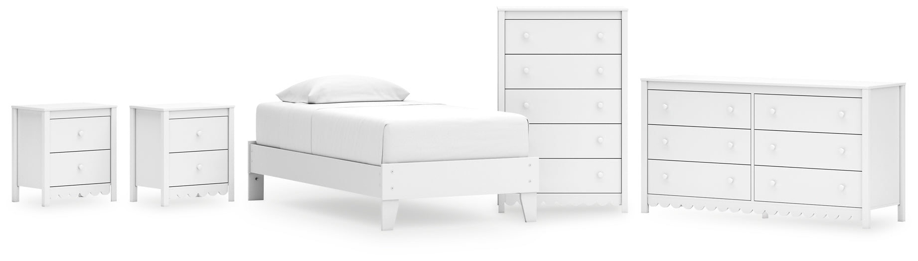 Hallityn Twin Platform Bed with Dresser, Chest and 2 Nightstands