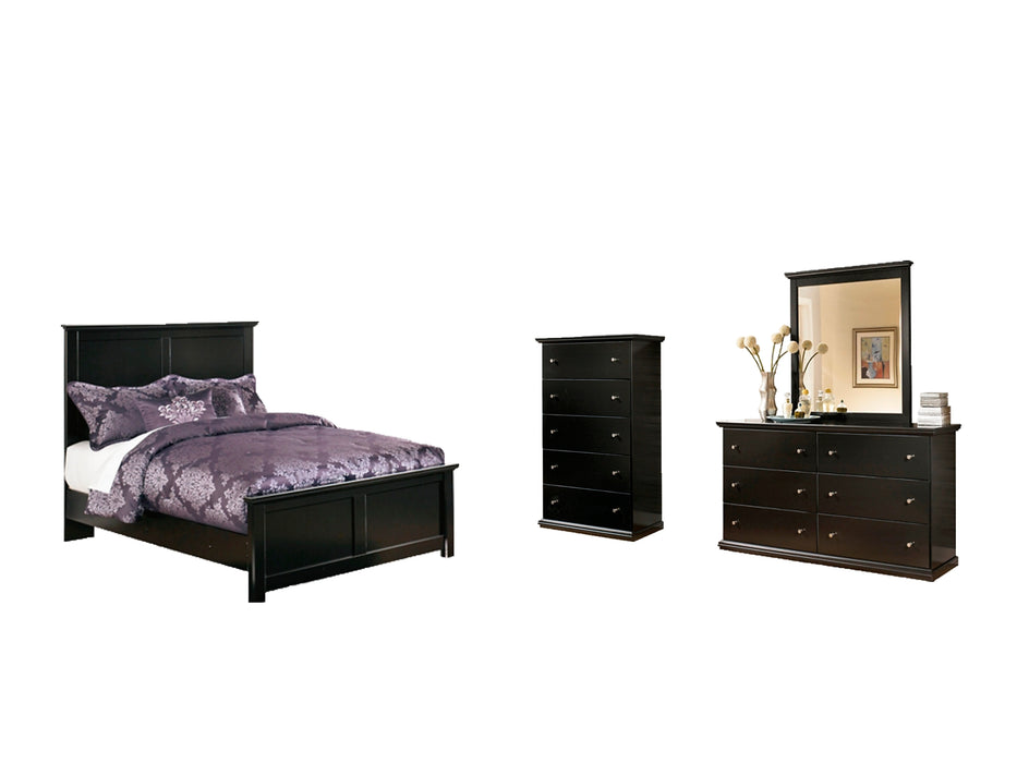 Maribel  Panel Bed With Mirrored Dresser And Chest