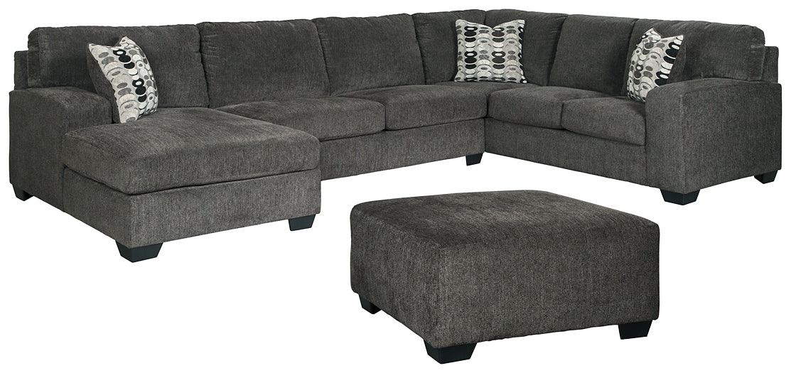 Ballinasloe 3-Piece Sectional with Ottoman slate grey color