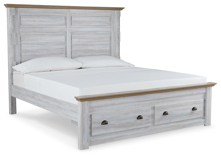 Haven Bay King Panel Storage Bed with Mirrored Dresser, Chest and Nightstand