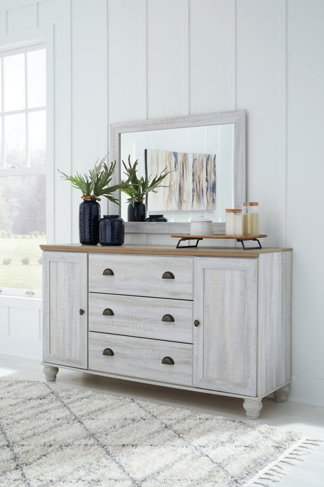 Haven Bay King Panel Storage Bed with Mirrored Dresser