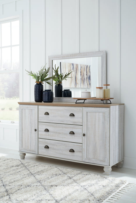 Haven Bay King Panel Bed with Mirrored Dresser, Chest and Nightstand