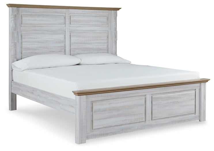 Haven Bay King Panel Bed with Mirrored Dresser and Chest