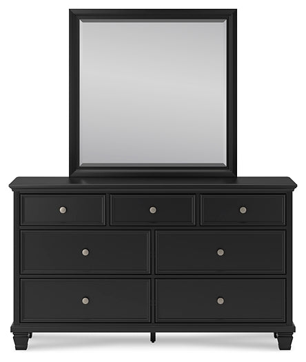 Lanolee Twin Panel Bed with Mirrored Dresser, Chest and Nightstand